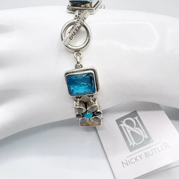 🌟Nicky Butler 925 Sterling Silver Blue Quartz Moonstone Turquoise Toggle… - Picture 5 of 16